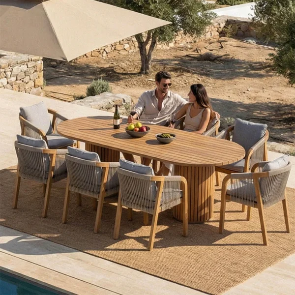 Custom Made Teak Outdoor Patio Pub Long Dining Table QMY-ODDT002 - Wholesale Outdoor Dining Table Factory Supply 1-MOQ