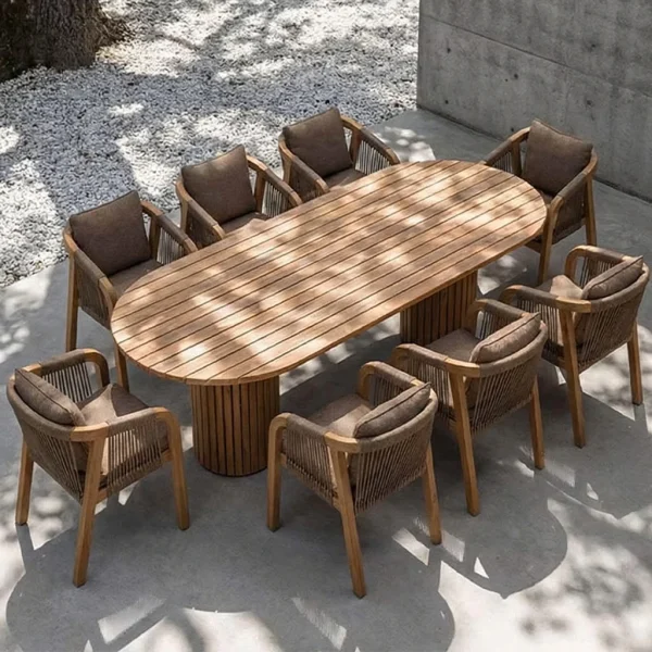 Custom Made Teak Outdoor Patio Pub Long Dining Table QMY-ODDT002 - Wholesale Outdoor Dining Table Factory Supply 1-MOQ