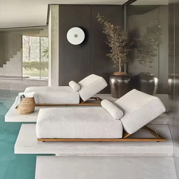 Custom Outdoor Chaise Lounge with Pillow,  Waterproof QMY-ODSL007
