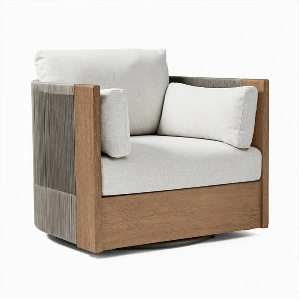 High End Modern Luxury Eco-Friendly Outdoor Teak Wood Leisure Sofa Chairs QMY-ODLC003 - Wholesale Wood Outdoor Sofa Supplier