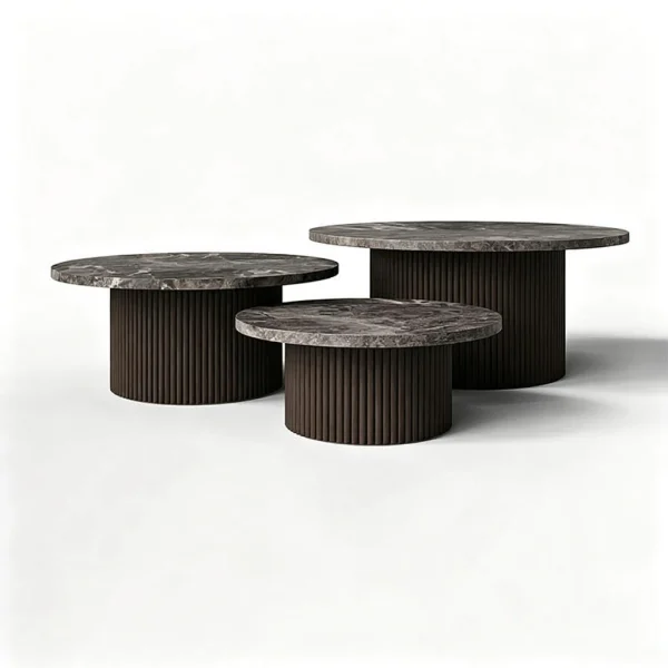 High-Grade Teak Solid Wood Outdoor Garden Furniture Nesting Coffee Table QMY-ODCT002 - Custom Round Coffee Table Set Supplier 1-MOQ Order