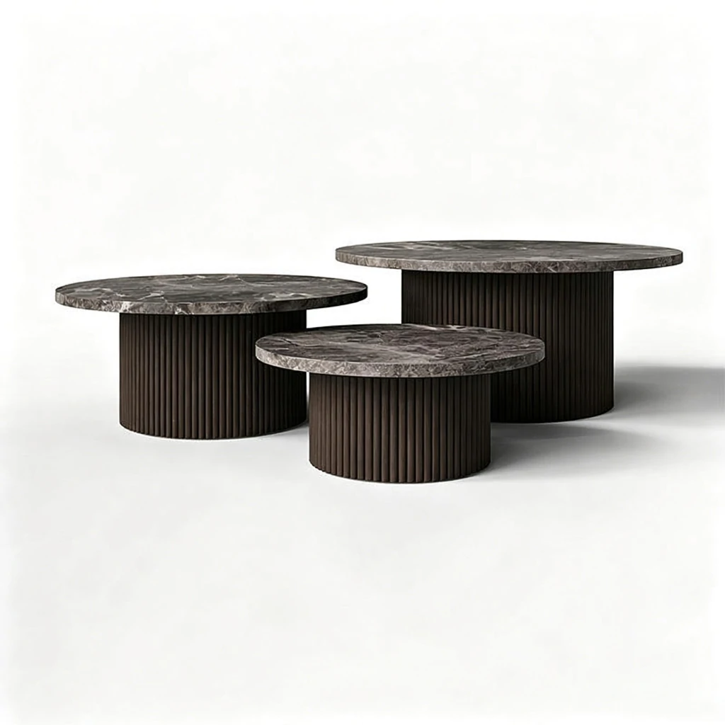 High-Grade Teak Solid Wood Outdoor Garden Furniture Nesting Coffee Table QMY-ODCT002 - Custom Round Coffee Table Set Supplier 1-MOQ Order - Image 2