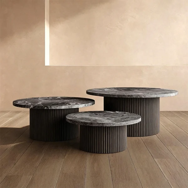 High-Grade Teak Solid Wood Outdoor Garden Furniture Nesting Coffee Table QMY-ODCT002 - Custom Round Coffee Table Set Supplier 1-MOQ Order
