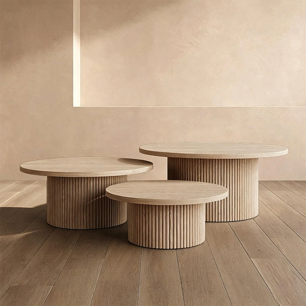 High-Grade Teak Solid Wood Outdoor Garden Furniture Nesting Coffee Table QMY-ODCT002 - Custom Round Coffee Table Set Supplier 1-MOQ Order - Image 5