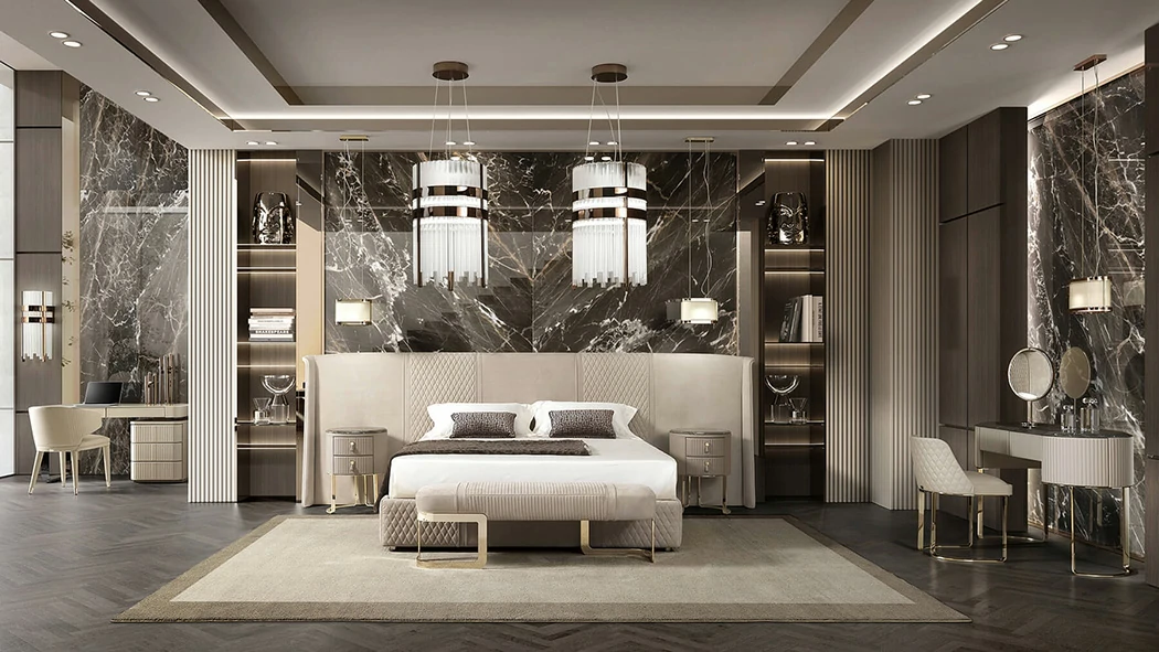 Hotel Luxury Queen Beautiful Bed QMY-BE036 - Custom Oversized Beds Manufacturer Supply - الصورة 2