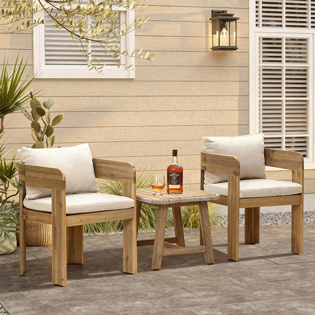 Hotel Terrace Teak Furniture Outdoor Leisure Chair QMY-ODLC005 - 画像 (3)