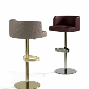 Italian Elegant Modern Design Fabric Upholstered Swivel Bar Chair QMY-BC004 - Custom Bar Stool With Ergonomic Footrest