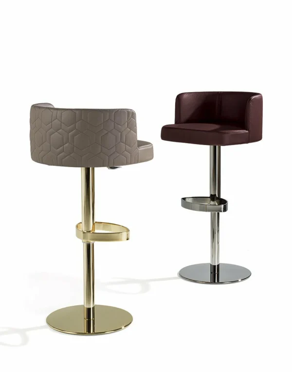 Italian Elegant Modern Design Fabric Upholstered Swivel Bar Chair QMY-BC004 - Custom Bar Stool With Ergonomic Footrest