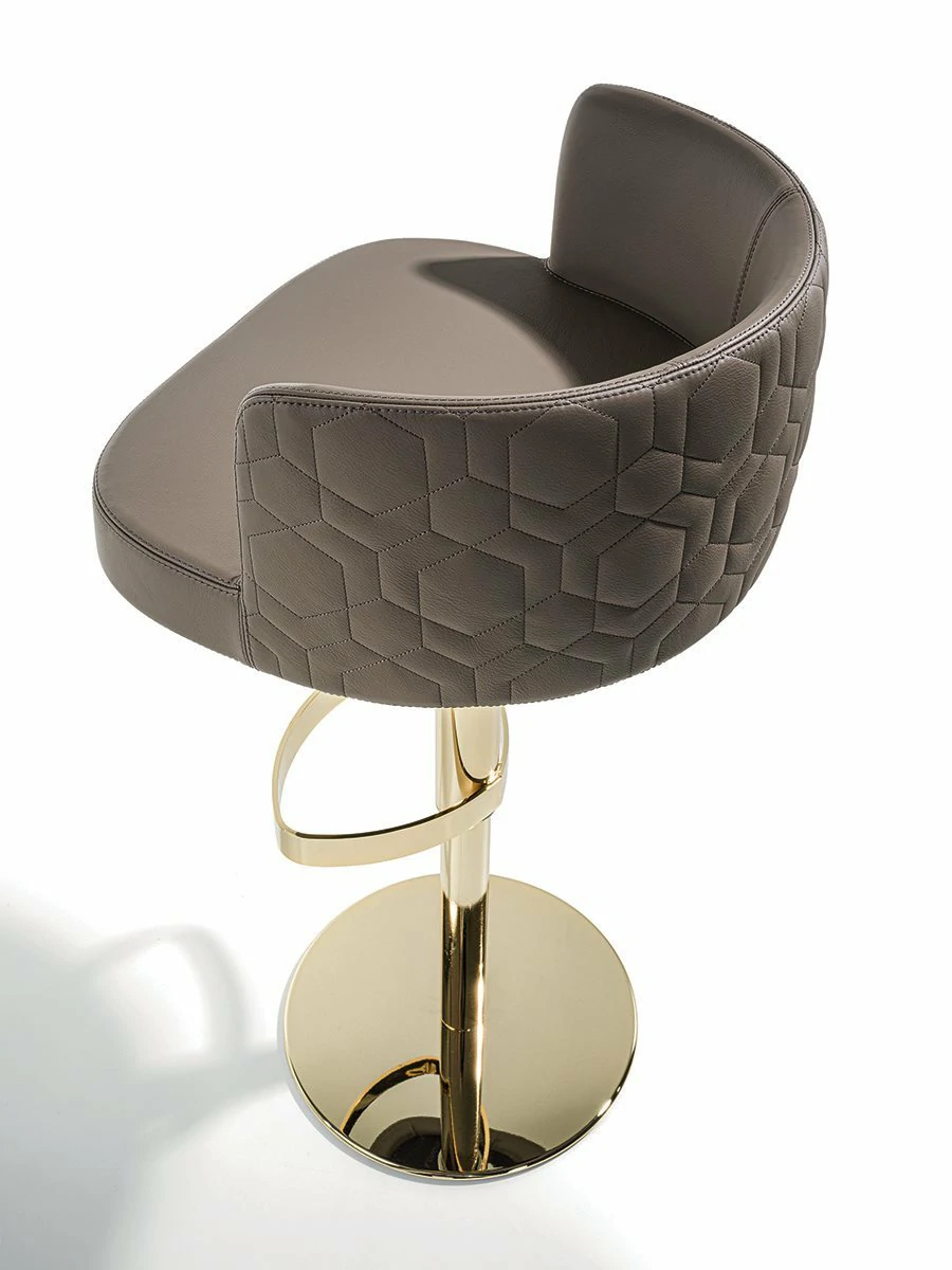 Italian Elegant Modern Design Fabric Upholstered Swivel Bar Chair QMY-BC004 - Custom Bar Stool With Ergonomic Footrest – Image 4