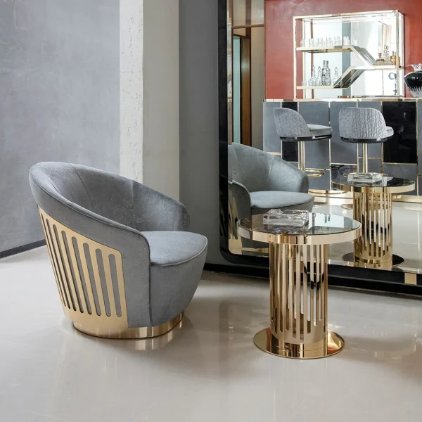 Italian High-Quality Design Armchair QMY-LC027 - Custom Fabric Armchair Factory Direct