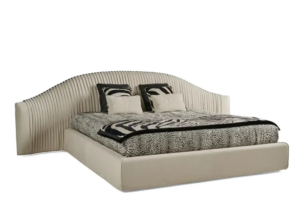 Italian Light Luxury Wrinkle Velvet Fabric Leather Bed QMY-BE037 - Custom Made King Size Beds Factory Direct Supply