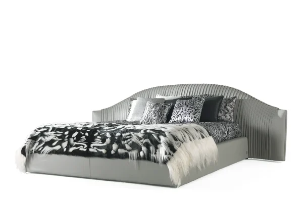 Italian Light Luxury Wrinkle Velvet Fabric Leather Bed QMY-BE037 - Custom Made King Size Beds Factory Direct Supply