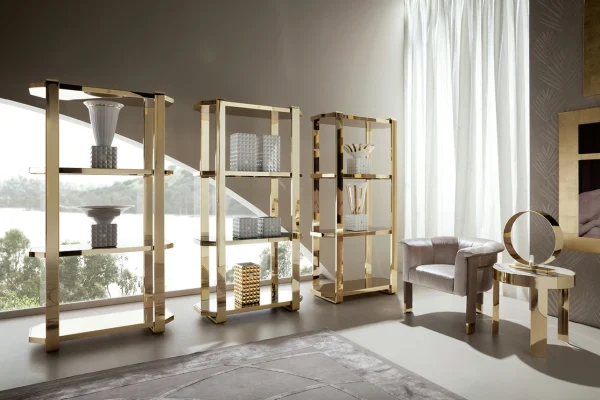 Custom Made Bookcases, Bright Stainless Steel Frame QMY-BS007