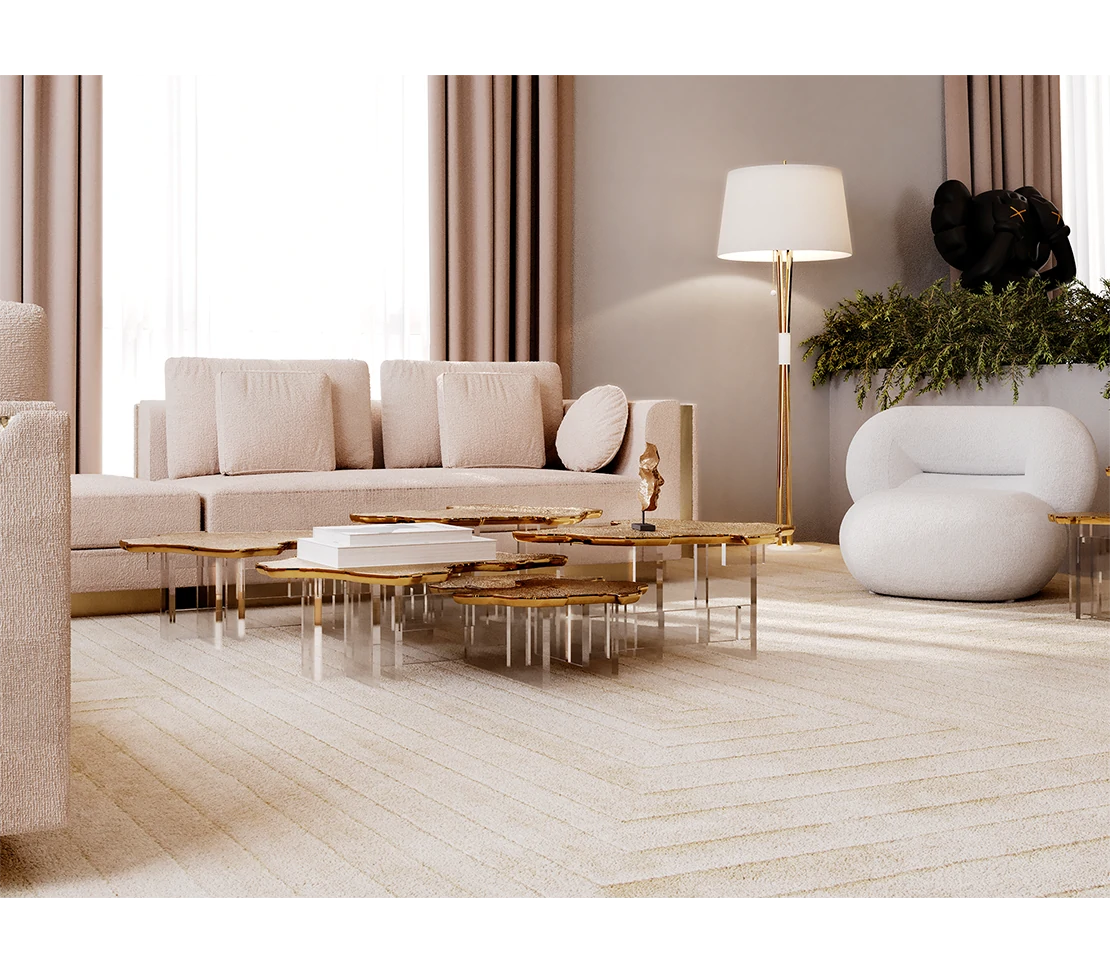 Luxury Modern Coffee Table with Adjustable Acrylic Base QMY-CT049 - Bespoke Coffee Table Sets Supplier Low MOQ 1 pcs - Imagen 3