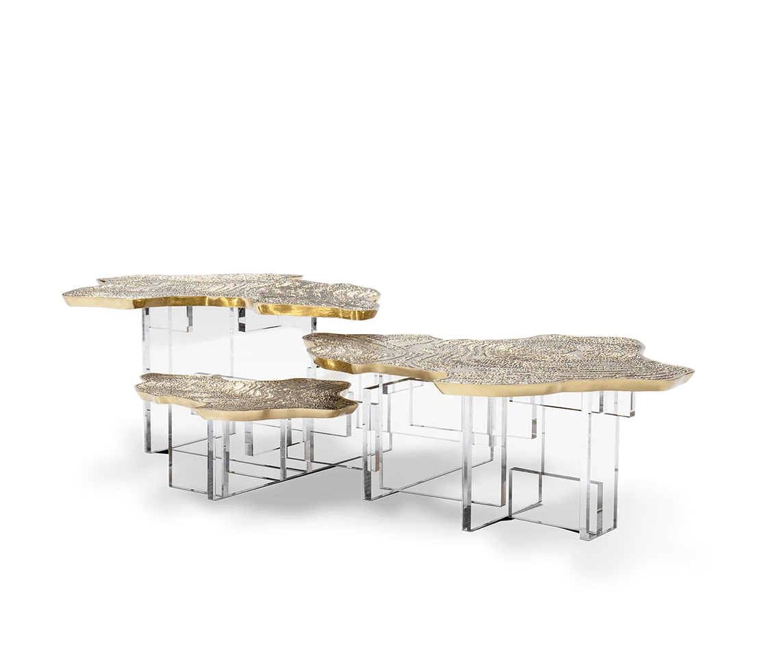 Luxury Modern Coffee Table with Adjustable Acrylic Base QMY-CT049 - Bespoke Coffee Table Sets Supplier Low MOQ 1 pcs - Imagen 2