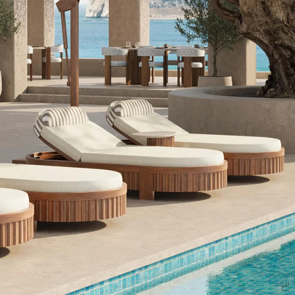 Custom Oval Sun Lounger With Integrated Pillow QMY-ODSL010