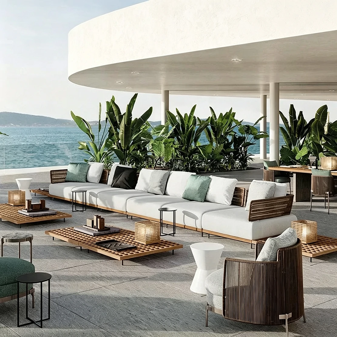 Wholesale Modular Outdoor Sofa, Modern Luxury, Solid Teak Wood QMY-ODSF015 - الصورة 4