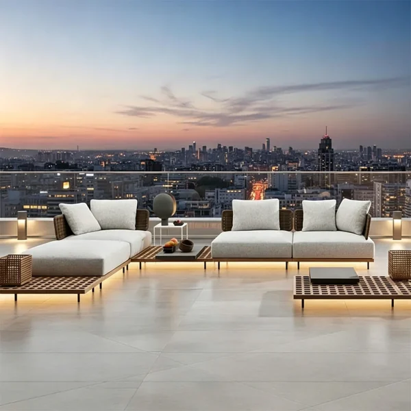 Wholesale Modular Outdoor Sofa, Modern Luxury, Solid Teak Wood QMY-ODSF015