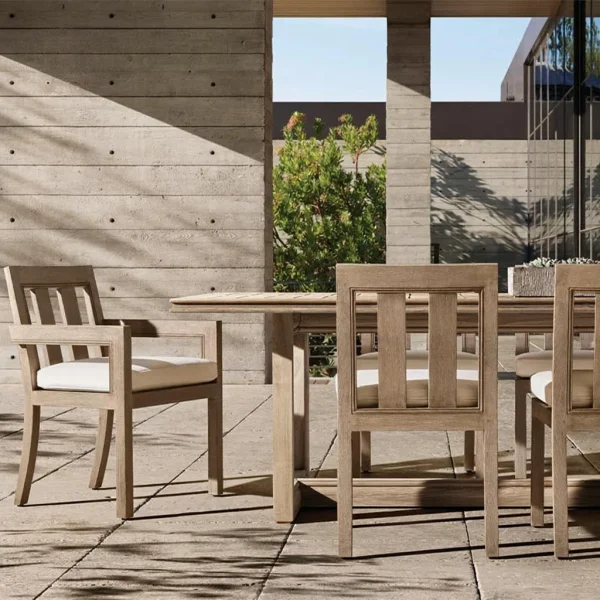 Luxury Patio Furniture Modern Outdoor Waterproof Solid Teak Wood Dining Table QMY-ODDT005 - Bespoke Outdoor Dining Tables Supplier