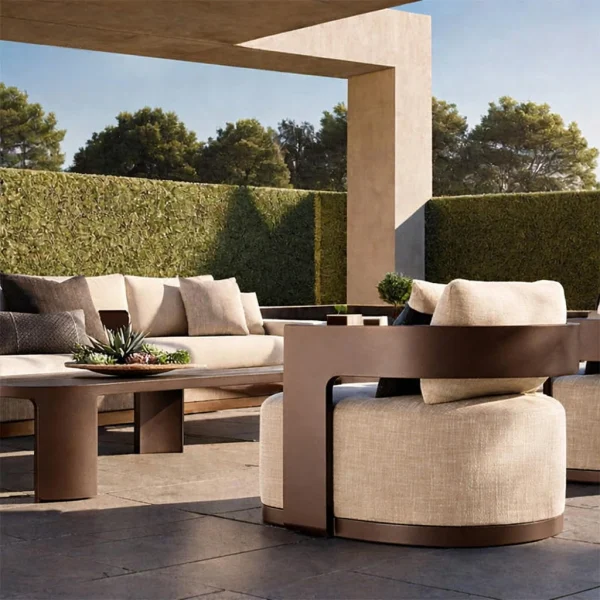 Luxury Resort Outdoor Furniture Hotel Wood Outdoor Sofa QMY-ODSF005 - Wholesale Patio Sofa Set OEM &ODM Factory