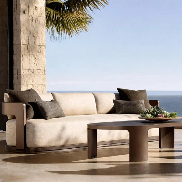 Luxury Resort Outdoor Furniture Hotel Wood Outdoor Sofa QMY-ODSF005 - Wholesale Patio Sofa Set OEM &ODM Factory