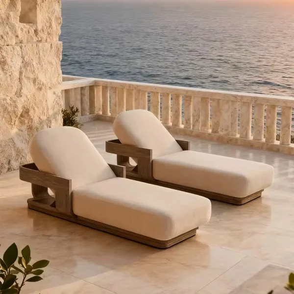 Custom Outdoor Lounge Chair, Solid Wood Base QMY-ODSL008