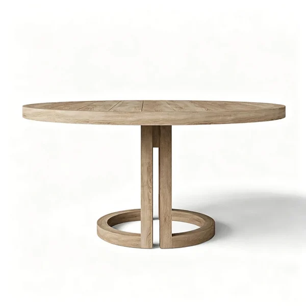 Modern Design Teak Outdoor Solid Wooden Dining Table QMY-ODDT003 - Custom Round Outdoor Dining Table Supplier