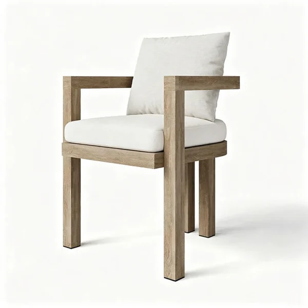 Modern Design Teak Outdoor Solid Wooden Dining Chair QMY-ODDC003 - Bespoke Outdoor Wood Dining Chair Supplier 1-MOQ Order