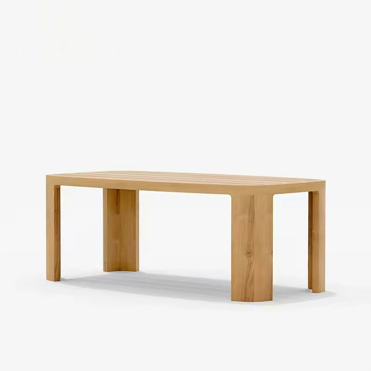 Custom Rectangular Outdoor Dining Table, Slatted Tabletop For Water Drainage QMY-ODDT007