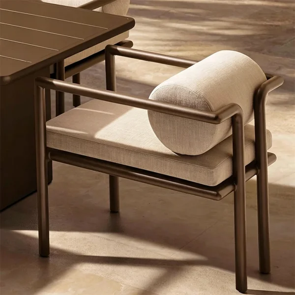 Custom Outdoor Teak Dining Chair, Waterproof, Sleek Tubular Frame QMY-ODDC014
