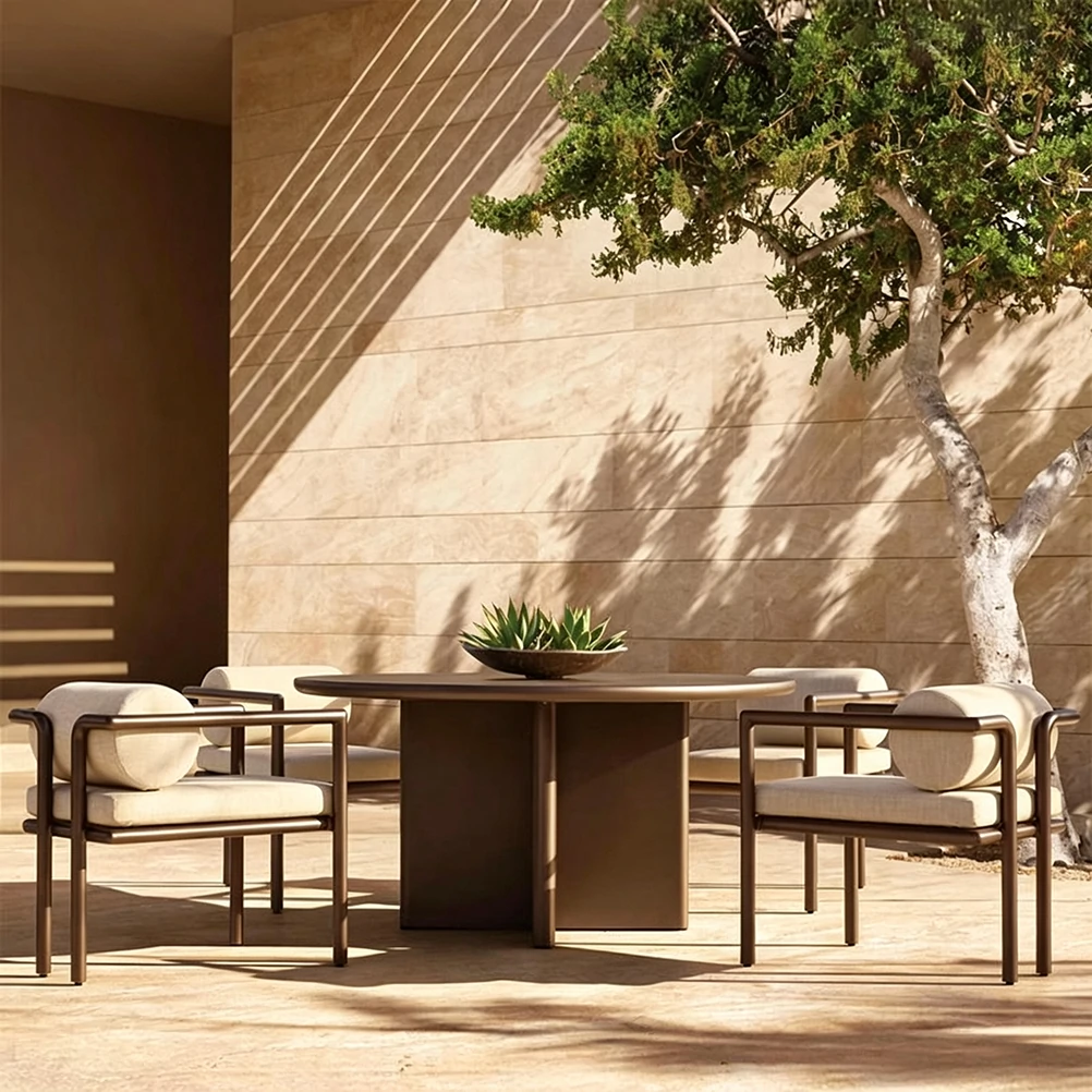 Custom Outdoor Teak Dining Chair, Waterproof, Sleek Tubular Frame QMY-ODDC014 - Image 2