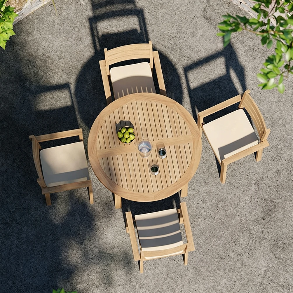 Modern Luxury Durable Waterproof Outdoor Solid Teak Wood Hotel Dining Table QMY-ODDT014 - Imagen 4