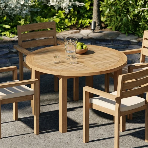 Modern Luxury Durable Waterproof Outdoor Solid Teak Wood Hotel Dining Table QMY-ODDT014