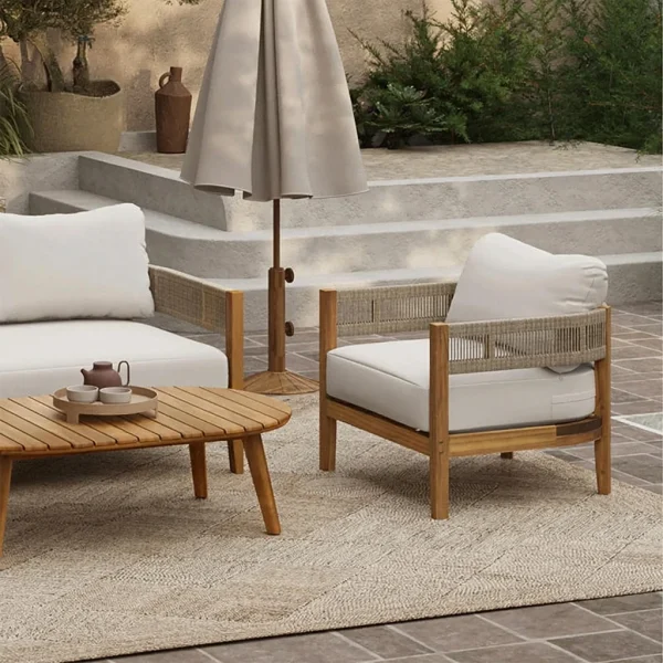 Modern Luxury Hand-Woven Rattan Armrests Outdoor Sofa QMY-ODSF004 - Wholesale Modern Outdoor Sofa Manufacturer Direct Supply