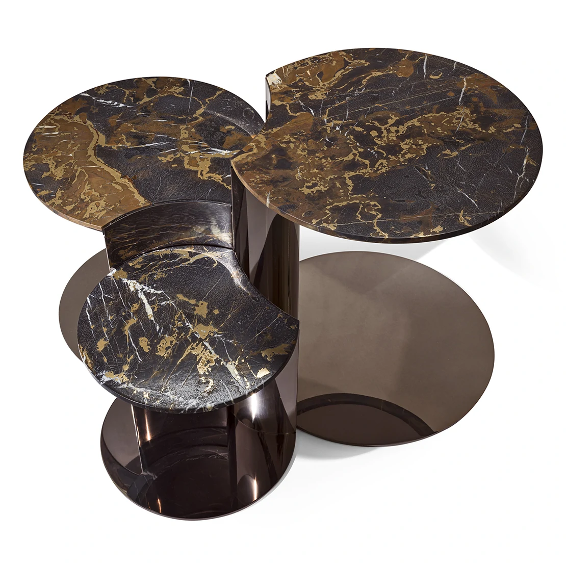 Modern Luxury Style Coffee Table Black Gray Marble Top QMY-CT040 - Bespoke Three-Tiered Coffee Table Manufacturer - Imagen 2