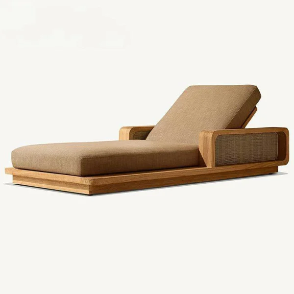 Bespoke Teak Wood Outdoor Lounge Chairs, Waterproof Sun Lounger QMY-ODSL006