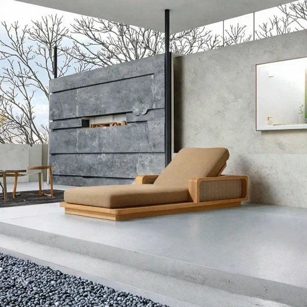 Bespoke Teak Wood Outdoor Lounge Chairs, Waterproof Sun Lounger QMY-ODSL006