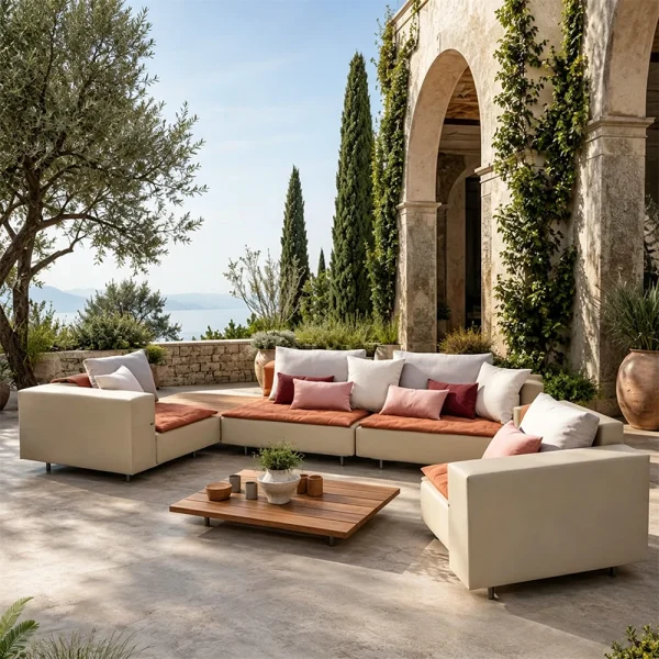 Wholesale Outdoor Sectional Sofa With Table, Modern Minimalist QMY-ODSF011