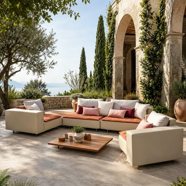 Wholesale Outdoor Sectional Sofa With Table, Modern Minimalist QMY-ODSF011