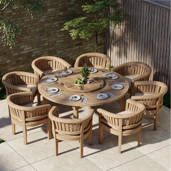 Bespoke Round Outdoor Dining Table With Lazy Susan, 8 Seats QMY-ODDT015