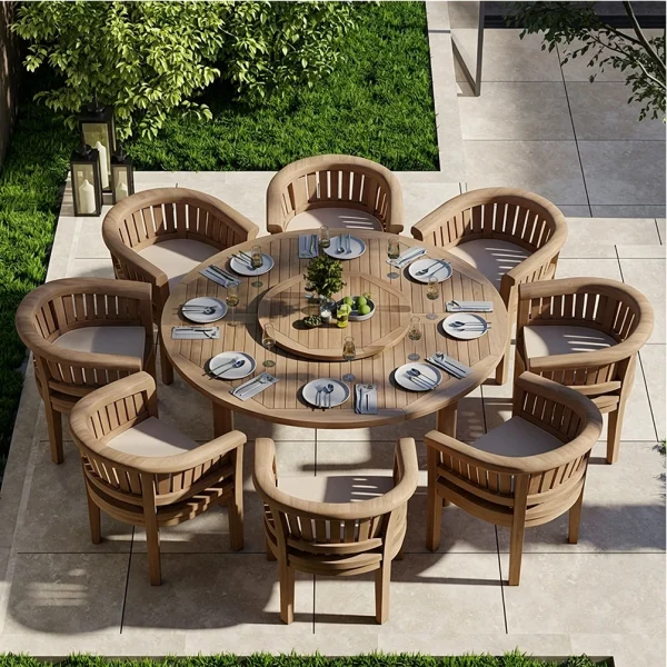 Bespoke Round Outdoor Dining Table With Lazy Susan, 8 Seats QMY-ODDT015