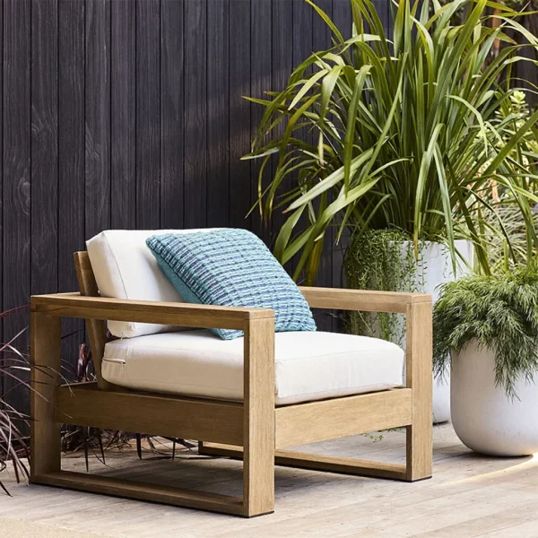 outdoor wood armchair