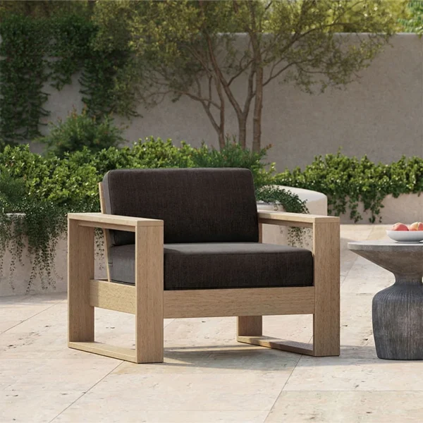 Modern Simple Luxury High-End Garden Teak Leisure Chair QMY-ODLC001 - Custom Outdoor Wood Armchair Manufacturer