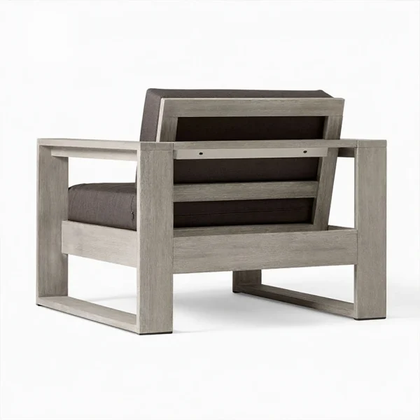 Modern Simple Luxury High-End Garden Teak Leisure Chair QMY-ODLC001 - Custom Outdoor Wood Armchair Manufacturer