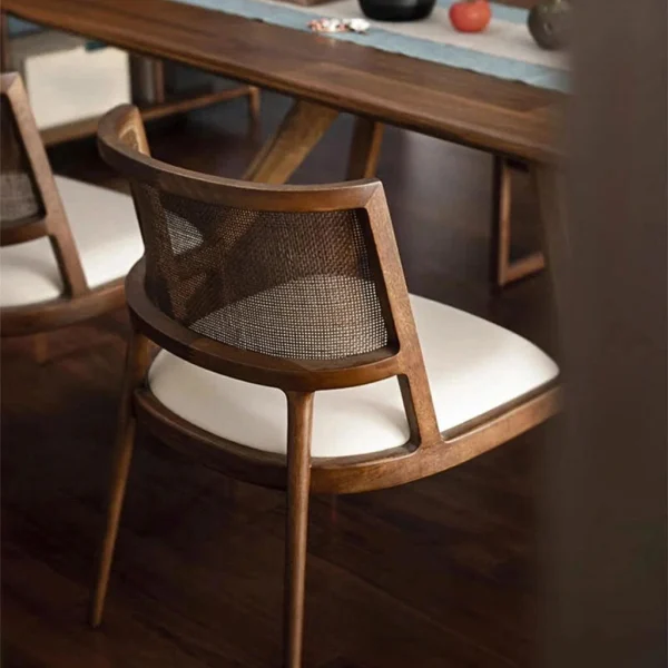 Custom Outdoor Rattan Chair For Dining, Solid Teak QMY-ODDC009