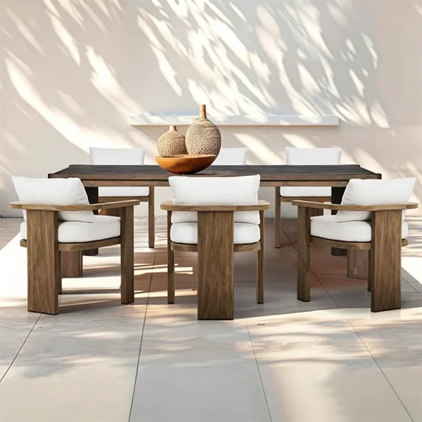 Custom Outdoor Patio Dining Chair With Natural Color, Three-Leg QMY-ODDC011