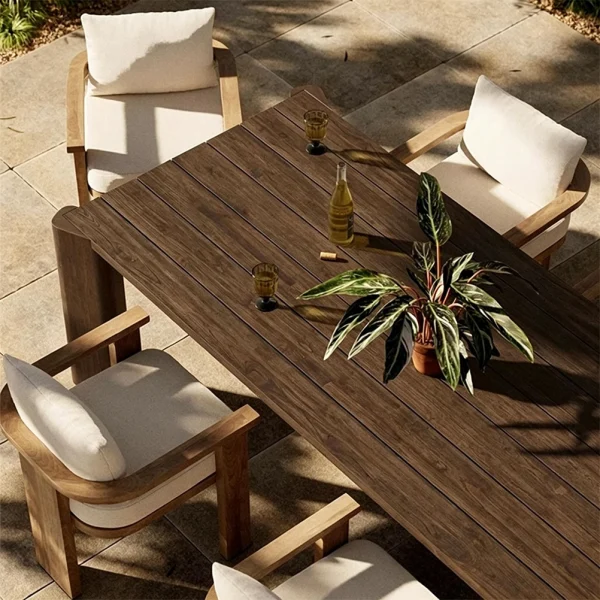 Custom Outdoor Patio Dining Chair With Natural Color, Three-Leg QMY-ODDC011