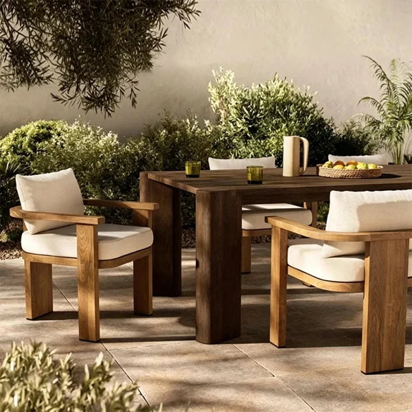 Custom Outdoor Patio Dining Chair With Natural Color, Three-Leg QMY-ODDC011