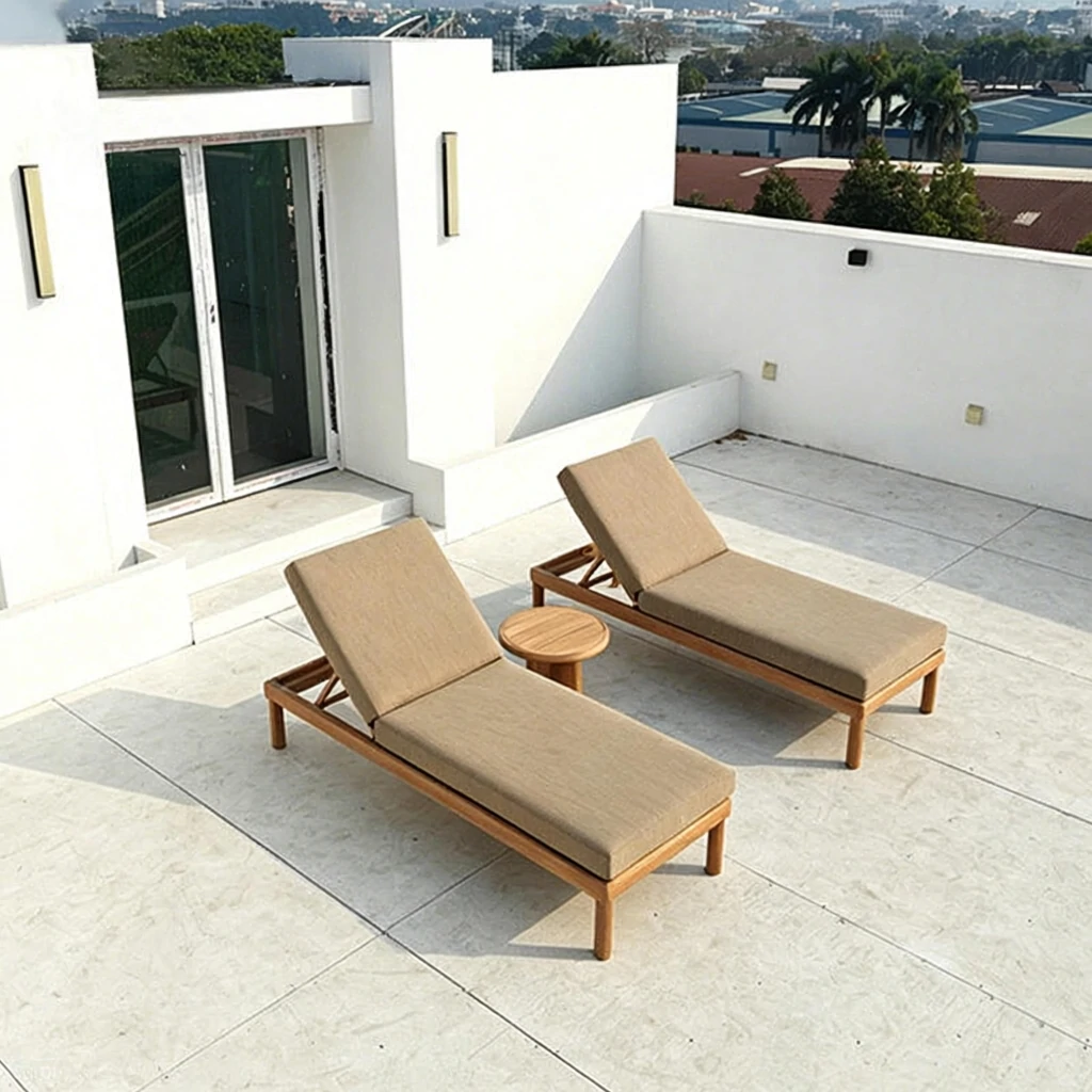 Custom Outdoor Chaise Lounger, Open-Slat Surface QMY-ODSL009