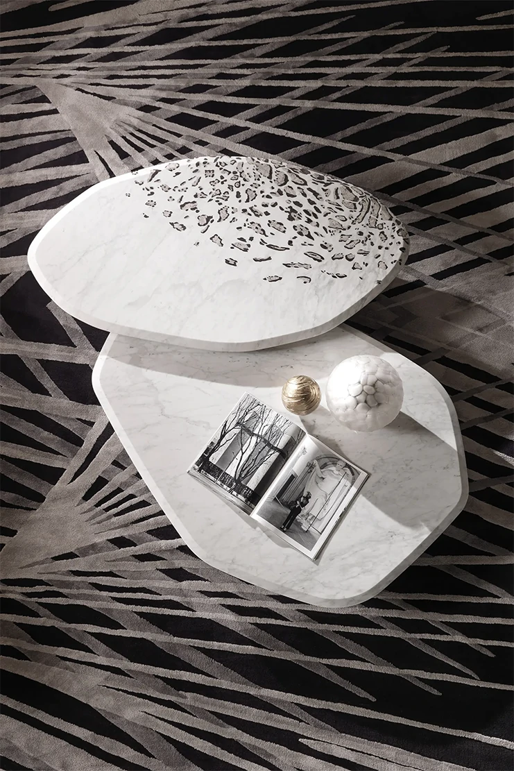 Modern White Marble Panel Coffee Table QMY-CT041- Custom Furniture Coffee Tables Factory Direct Supply – Bild 3